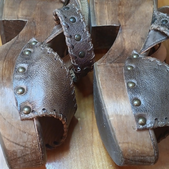 BedIstu Brown Leather Womens  Platform Sandals Size 7.5 - Picture 8 of 13